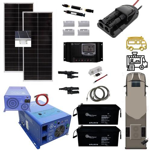 Aims Power, ECBIGHORN, Solar Narrow Panels 200 Watt , Inverter 2000 Watt, & 5.12 kWh Battery | Complete Solar Power Kit for RVs, Mobile Setups, or Small Off-Grid Systems